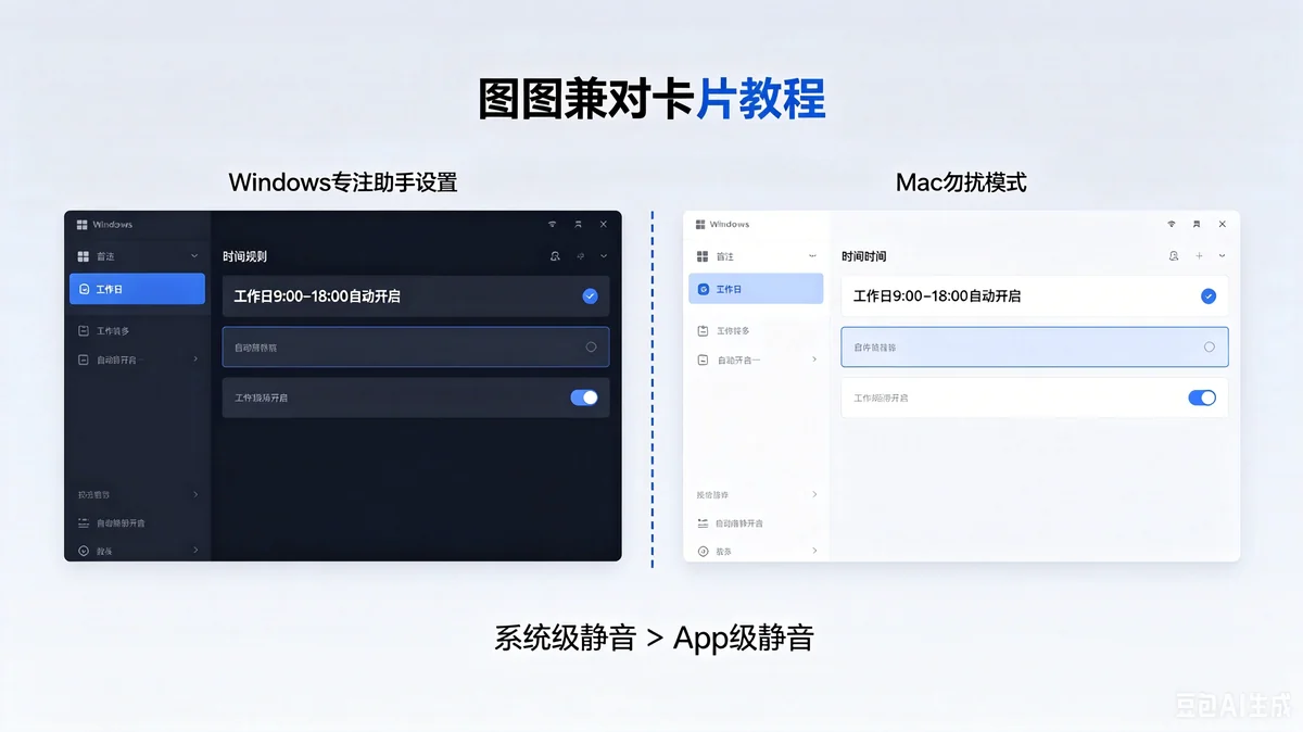 Windows 专注助手与 Mac 勿扰模式